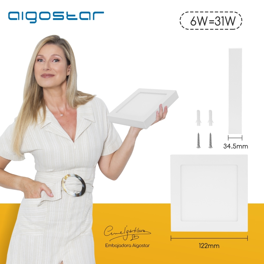Aigostar - LED επιφανειακό φωτιστικό οροφής LED/6W/230V 4000K 12,2x12,2 cm λευκό