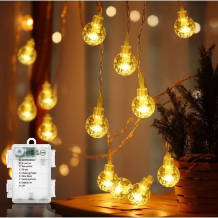 Aigostar - Αλυσίδα εξωτερικού χώρου LED 100xLED/3xAA/8 λειτουργίες 10,3 m IP44 θερμό λευκό