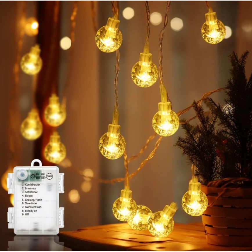 Aigostar - Αλυσίδα εξωτερικού χώρου LED 100xLED/3xAA/8 λειτουργίες 10,3 m IP44 θερμό λευκό