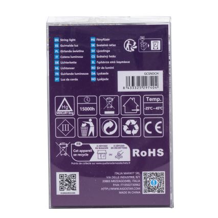 Aigostar - LED εξωτερική γιρλάντα 100xLED/8 λειτουργίες 3xAA 10,3m IP44 θερμό λευκό