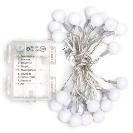 Aigostar - Εξωτερική γιρλάντα LED 25xLED/3xAA/8 λειτουργίες 2,8 m IP44 ψυχρό λευκό