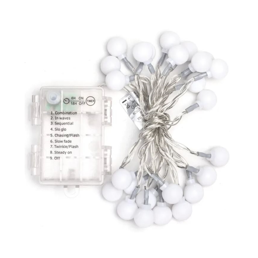 Aigostar - Εξωτερική γιρλάντα LED 25xLED/3xAA/8 λειτουργίες 2,8 m IP44 ψυχρό λευκό