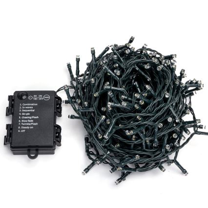 Aigostar-LED Εξωτερική γιρλάντα 300 LED / 8 λειτουργίες / 3xAA / 15,3 m / IP44 / θερμό λευκό