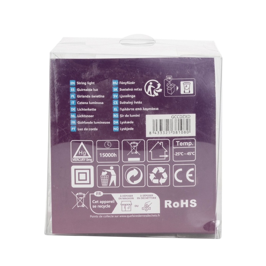 Aigostar - LED Εξωτερική γιρλάντα 50xLED/8 λειτουργίες 8m IP44 ζεστό λευκό