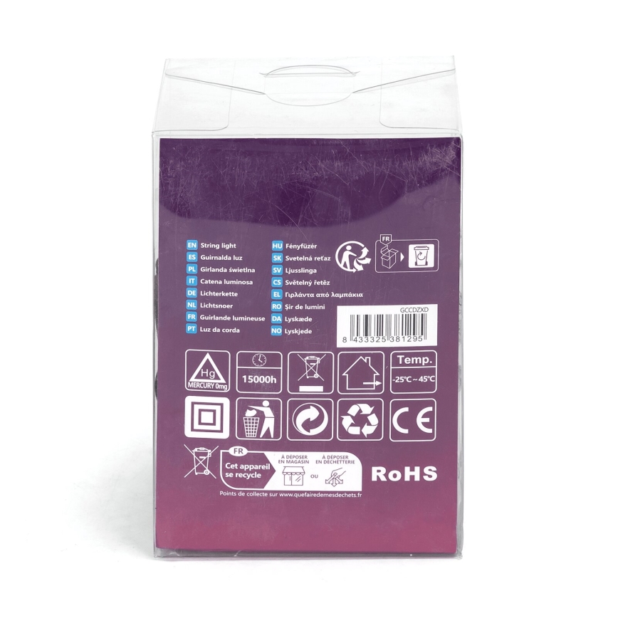 Aigostar - LED Εξωτερική γιρλάντα 50xLED/8 λειτουργίες 8m IP44 ψυχρό λευκό