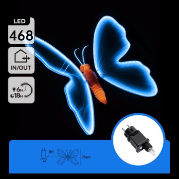Aigostar - LED Εξωτερική Διακόσμηση 468xLED 75 cm IP44 πεταλούδα/μπλε
