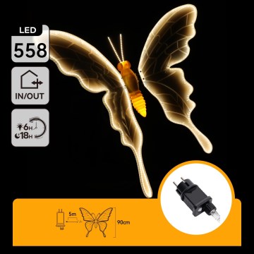 Aigostar - LED Εξωτερική διακόσμηση 558xLED 90 cm IP44 πεταλούδα/θερμό λευκό