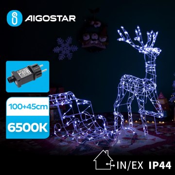Aigostar - LED Εξωτερική Διακόσμηση LED/3,6W/31/230V 6500K 90/45cm IP44 τάρανδος με έλκηθρα