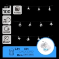 Aigostar - LED εξωτερική χριστουγεννιάτικη γιρλάντα 100 LED / 8 λειτουργίες, 3xAA, 10 m, IP44, ψυχρό λευκό