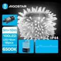 Aigostar - LED Εξωτερική Χριστουγεννιάτικη Γιρλάντα 100xLED/8 λειτουργίες 13m IP44 ψυχρό λευκό