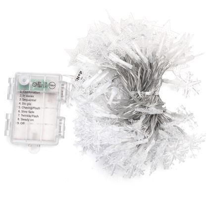 Aigostar - Εξωτερική χριστουγεννιάτικη γιρλάντα LED 100xLED / 8 λειτουργίες 3xAA 10 m IP44 ψυχρό λευκό