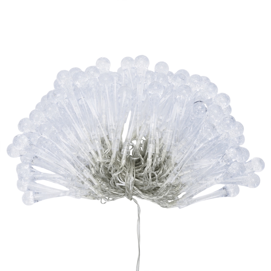 Aigostar - LED Εξωτερική χριστουγεννιάτικη γιρλάντα 100xLED/8 λειτουργίες 3xAA 10m IP44 ψυχρό λευκό σταγόνες