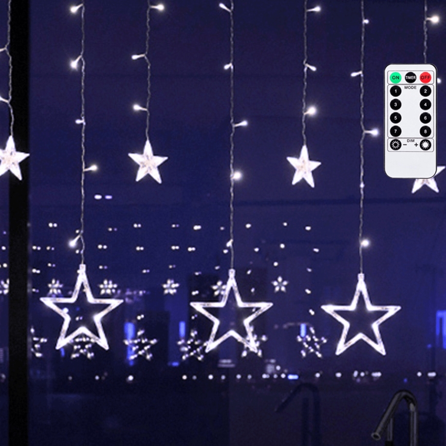 Aigostar - LED Εξωτερική χριστουγεννιάτικη γιρλάντα 120xLED/8 λειτουργίες 3x0,6 m IP44 ψυχρό λευκό + τηλεχειριστήριο