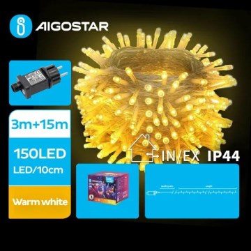 Aigostar - LED εξωτερική χριστουγεννιάτικη γιρλάντα 150 LED/8 λειτουργίες 18m IP44 θερμό λευκό