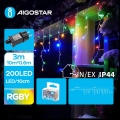 Aigostar - LED εξωτερική χριστουγεννιάτικη γιρλάντα 200xLED/8 λειτουργίες 13x0,6m IP44 πολύχρωμη