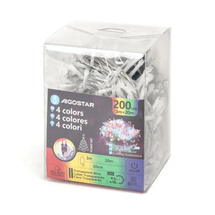 Aigostar - LED εξωτερική χριστουγεννιάτικη γιρλάντα 200xLED/8 λειτουργίες 23m IP44 πολύχρωμη