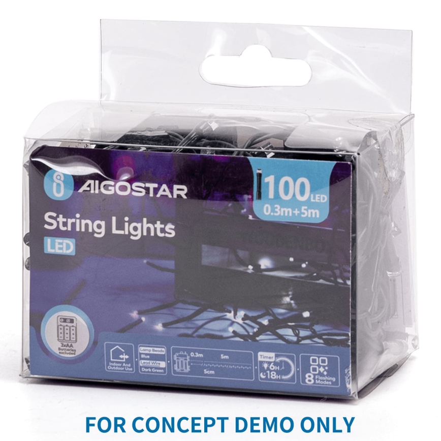 Aigostar - LED εξωτερική χριστουγεννιάτικη γιρλάντα 200xLED/8 λειτουργίες 3xAA 10,3m IP44 ροζ