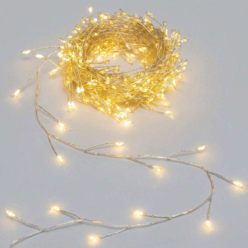 Aigostar - LED εξωτερική χριστουγεννιάτικη γιρλάντα 200xLED/8 λειτουργίες 3xAA 6,3m IP44 θερμό λευκό