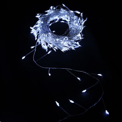 Aigostar - LED χριστουγεννιάτικη γιρλάντα για εξωτερικούς χώρους 200xLED/8 λειτουργιών 3xAA 6,3m IP44 ψυχρό λευκό