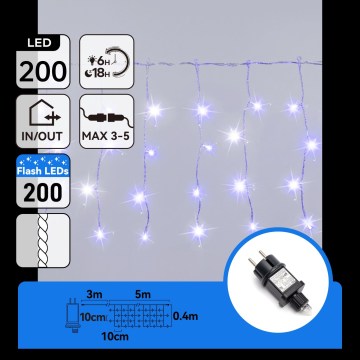 Aigostar - LED εξωτερική χριστουγεννιάτικη γιρλάντα 200xLED 8x0,4m IP44 μπλε