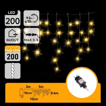Aigostar - LED Εξωτερική Χριστουγεννιάτικη Γιρλάντα 200xLED 8x0,6m IP44 θερμό λευκό