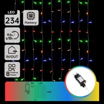 Aigostar - LED Εξωτερική χριστουγεννιάτικη γιρλάντα 234xLED/8 λειτουργίες 1,2x1,8 m IP44 πολυχρωματικό