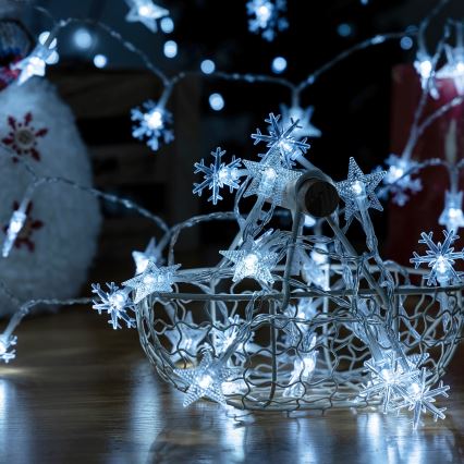 Aigostar - LED γιρλάντα εξωτερικού χώρου 25xLED/8 λειτουργίες 3xAA 2,5 m IP44 ψυχρό λευκό