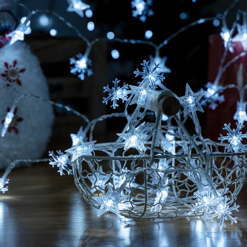 Aigostar - LED γιρλάντα εξωτερικού χώρου 25xLED/8 λειτουργίες 3xAA 2,5 m IP44 ψυχρό λευκό