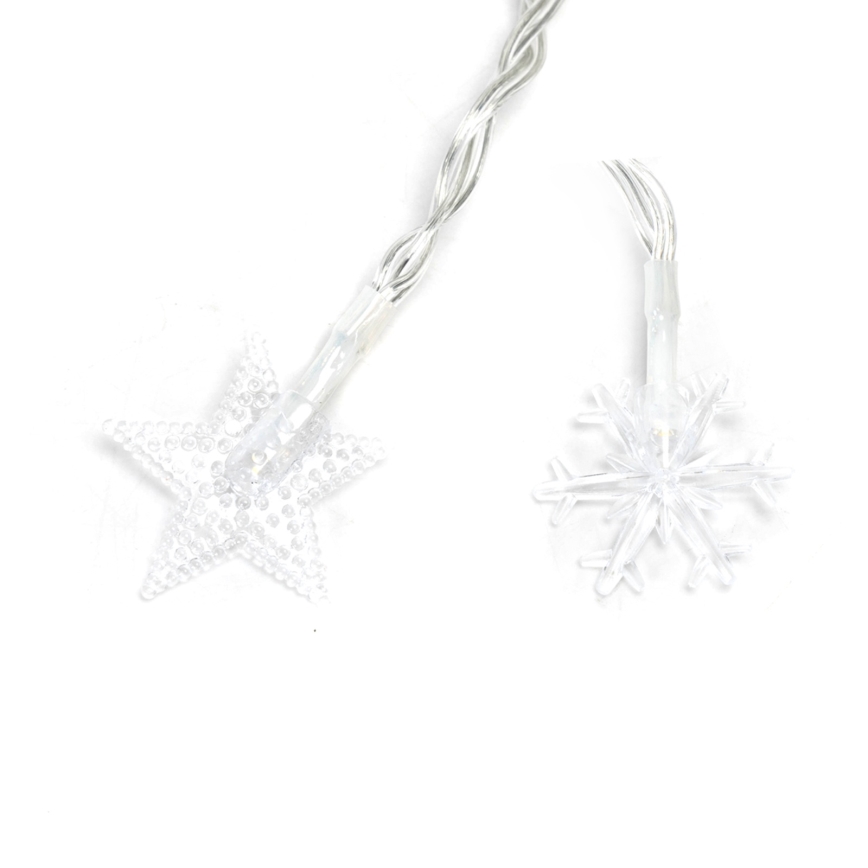 Aigostar - LED χριστουγεννιάτικη γιρλάντα εξωτερικού χώρου 25 LED/8 λειτουργίες 3xAA 2,5m IP44 θερμό λευκό με αστέρια