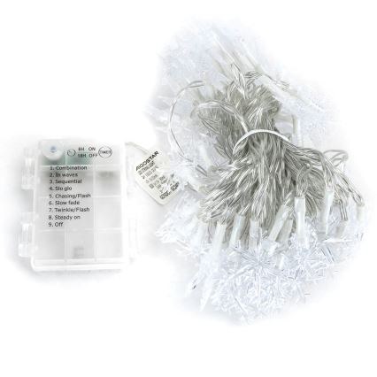 Aigostar - LED χριστουγεννιάτικη γιρλάντα εξωτερικού χώρου 25 LED/8 λειτουργίες 3xAA 2,5m IP44 θερμό λευκό με αστέρια