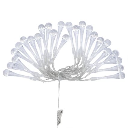 Aigostar - LED εξωτερική χριστουγεννιάτικη γιρλάντα 25 LED / 8 λειτουργίες, 3xAA, 2,5 m, IP44, θερμό λευκό, σταγόνες