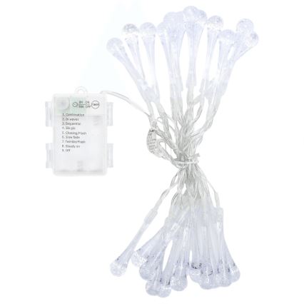 Aigostar - LED εξωτερική γιρλάντα 25xLED/8 λειτουργίες 3xAA 2,5 m IP44 θερμό λευκό σταγόνες