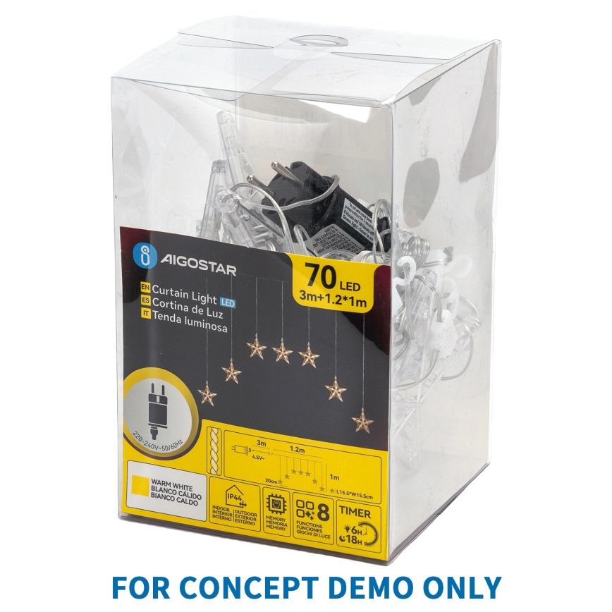 Aigostar - LED εξωτερική χριστουγεννιάτικη γιρλάντα 25xLED/8 λειτουργίες 3xAA 2,8m IP44 ψυχρό λευκό