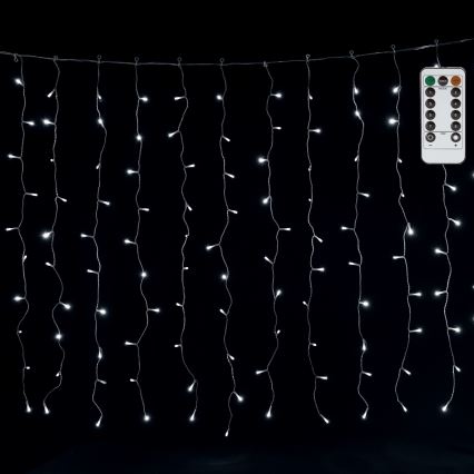 Aigostar - LED χριστουγεννιάτικη γιρλάντα εξωτερικού χώρου 300xLED/8 λειτουργίες 3x1m IP44 ψυχρό λευκό + τηλεχειριστήριο