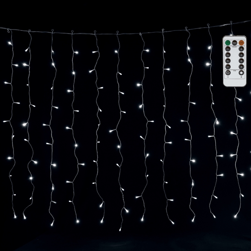 Aigostar - LED χριστουγεννιάτικη γιρλάντα εξωτερικού χώρου 300xLED/8 λειτουργίες 3x1m IP44 ψυχρό λευκό + τηλεχειριστήριο
