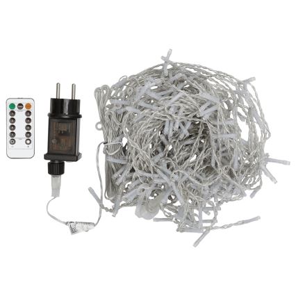 Aigostar - LED γιρλάντα εξωτερικού χώρου 300xLED/8 λειτουργίες 3x1m IP44 ψυχρό λευκό + τηλεχειριστήριο