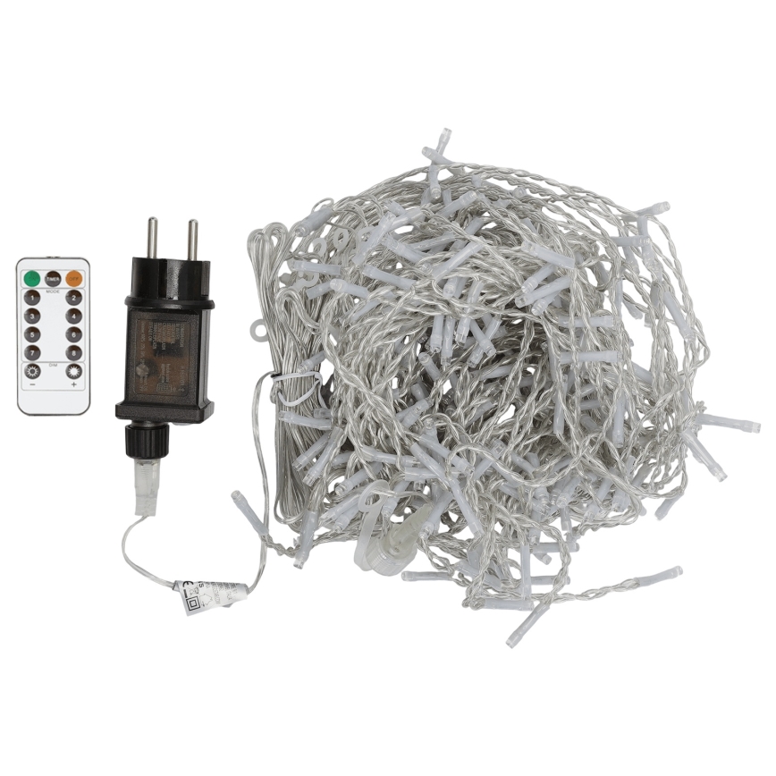 Aigostar - LED γιρλάντα εξωτερικού χώρου 300xLED/8 λειτουργίες 3x1m IP44 ψυχρό λευκό + τηλεχειριστήριο