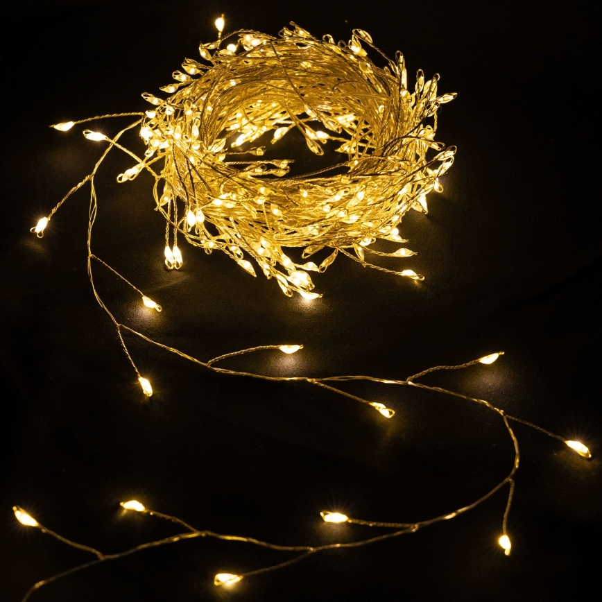 Aigostar - LED εξωτερική χριστουγεννιάτικη γιρλάντα 300xLED/8 λειτουργίες 3xAA 9,3m IP44 θερμό λευκό
