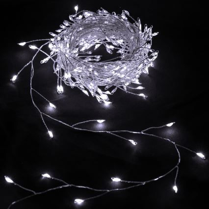 Aigostar - LED εξωτερική χριστουγεννιάτικη γιρλάντα 300xLED/8 λειτουργίες 3xAA 9,3m IP44 ψυχρό λευκό