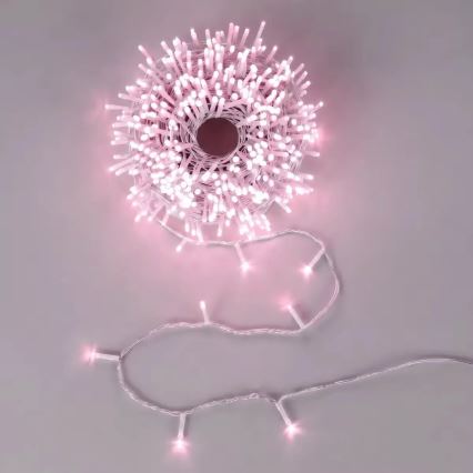 Aigostar - LED Εξωτερική Χριστουγεννιάτικη Γιρλάντα 500xLED/8 λειτουργίες 53m IP44 ροζ