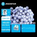 Aigostar - LED Εξωτερική Χριστουγεννιάτικη Γιρλάντα 50xLED/3xAA/8 λειτουργίες 5,3 m IP44 ψυχρό λευκό