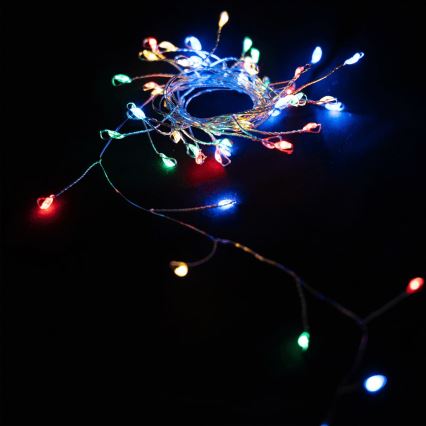 Aigostar - LED εξωτερικη χριστουγεννιατικη γιρλαντα 50xLED/8 λειτουργιες 3xAA 1,8m IP44 πολυχρωμια