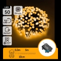 Aigostar - LED εξωτερική χριστουγεννιάτικη γιρλάντα 50xLED/8 λειτουργίες 3xAA 5,3m IP44 θερμό λευκό