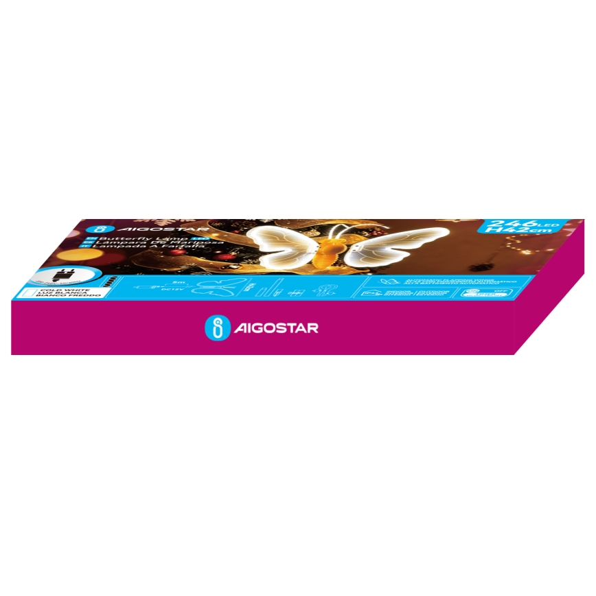 Aigostar - LED εξωτερικό διακοσμητικό 246xLED/9W/230V 42 cm IP44 πεταλούδα/ψυχρό λευκό
