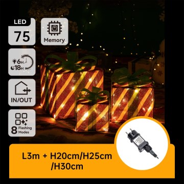 Aigostar- LED εξωτερική χριστουγεννιάτικη διακόσμηση 3,6W/31/230V 2700K 20/25/30cm IP44 δώρα