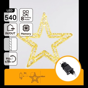 Aigostar - LED εξωτερική χριστουγεννιάτικη διακόσμηση 540xLED/6W/230V IP44 θερμό λευκό αστέρι 45cm