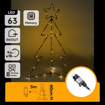Aigostar - LED Εξωτερική χριστουγεννιάτικη διακόσμηση 63xLED/3,6W/230V 60 cm IP44 θερμό λευκό δέντρο