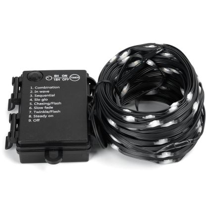 Aigostar - Εξωτερικό χριστουγεννιάτικο φωτιστικό LED 100xLED/8 λειτουργίες/3xAA 10,3μ IP44 ψυχρό λευκό