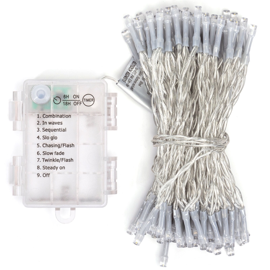 Aigostar - Εξωτερικό χριστουγεννιάτικο φωτιστικό LED 100xLED/8 λειτουργίες/3xAA 10,3μ IP44 ψυχρό λευκό