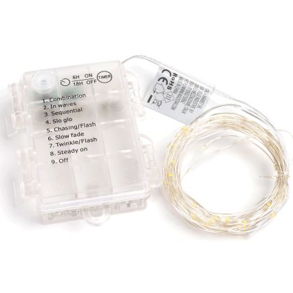 Aigostar - LED Εξωτερικό Χριστουγεννιάτικο Φωτιστικό Αλυσίδα 100xLED/8 λειτουργίες 3xAA 10,3μ IP44 ζεστό λευκό